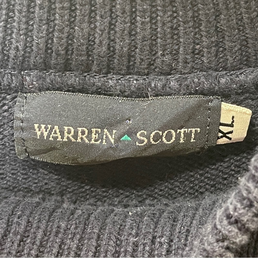 Warren Scott Vintage Golf Swing Embroidered Cotton Crewneck Sweater Navy Blue XL - Picture 3 of 8